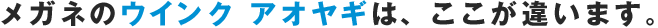 メガネのウインク アオヤギはここが違います。